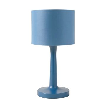Elm Crest Table Lamp With A Plain Fabric Shade - Blue