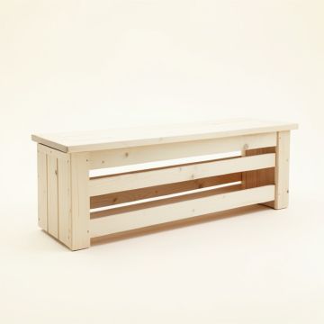 Aspen Bend Narrow Outdoor Storage Bench - Ivory (synthetic illustration; no displayed measurements)