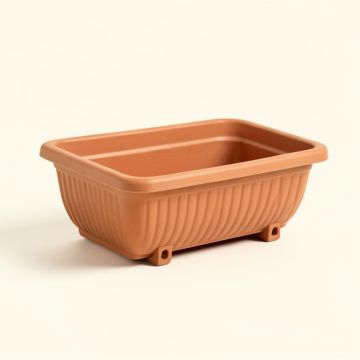 Ridge Crest Empty Railing Planter With Integral Brackets - Terracotta (synthetic illustration; no displayed measurements)