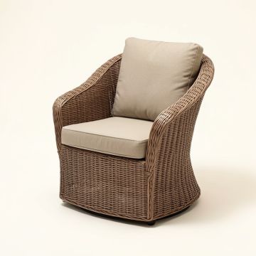 Armas Modern Outdoor Wicker Swivel Club Patio Chair With Cushions (synthetic illustration; no displayed measurements)