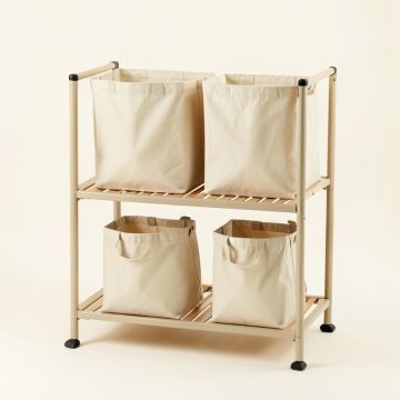 Clay Bend Laundry Sorting Station With Plain Removable Bags - Beige (synthetic illustration; no displayed measurements)