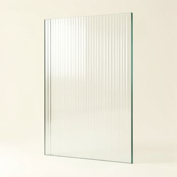Fluted 30 '' W X 78 '' H Frameless Fixed Glass Panel (synthetic illustration; no displayed measurements)