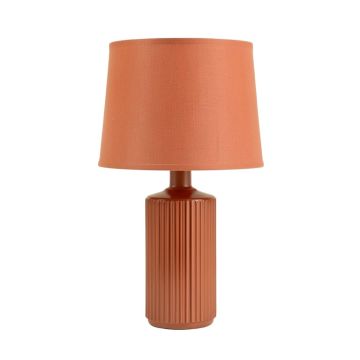 Reed Bend Table Lamp With A Plain Fabric Shade - Terracotta