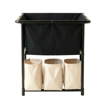 Linden Crossing Laundry Sorting Station With Plain Removable Bags - Black