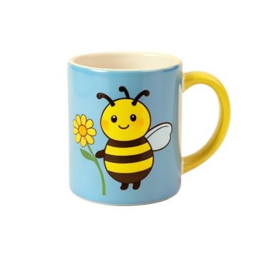 Cute Honey Bee Holding Flower Happy Summer Cartoon Coffee Mug