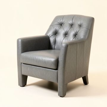 Brylinn Tufted Leather Upholstered Dining Chair In Gray (synthetic illustration; no displayed measurements)