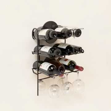 Orla 9 Bottle Wall Mounted Wine Bottle And Glass Rack (synthetic illustration; no displayed measurements)