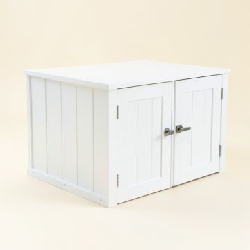 Laurel Canyon Empty Furniture-Style Litter Enclosure - White (synthetic illustration; no displayed measurements)