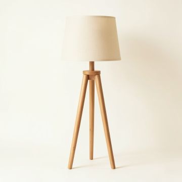 Summit Bend Floor Lamp With A Plain Fabric Shade - Beige (synthetic illustration; no displayed measurements)