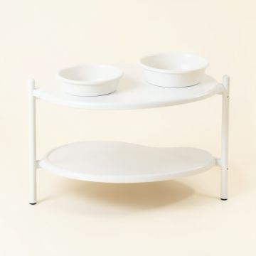 Heath Canyon Pet Feeding Stand With Two Plain Empty Bowls - White (synthetic illustration; no displayed measurements)