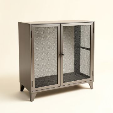 Crea Metal Mesh 2-Door Accent Cabinet (synthetic illustration; no displayed measurements)