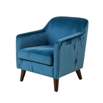 Haakenson Velvet Arm Chair In Blue