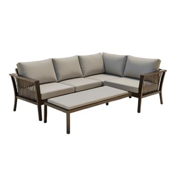 Outdoor 4 Piece Aluminum Sofa Conversation Set , Patio Furniture Seating Group With Cushions