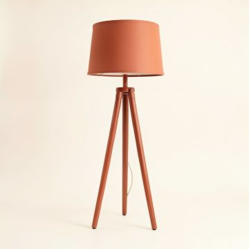 Stone Bend Floor Lamp With A Plain Fabric Shade - Terracotta (synthetic illustration; no displayed measurements)