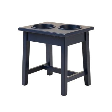 Meadow Bluff Pet Feeding Stand With Two Plain Empty Bowls - Navy