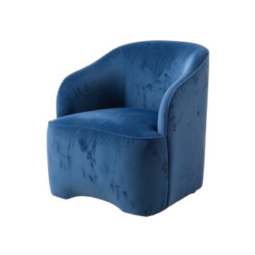 Sarko Velvet Side Chair In Blue