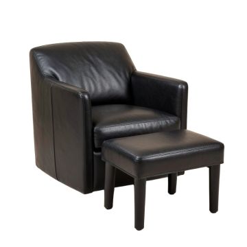 Andina 27.6 '' Wide Vegan Leather Barrel Chair And Ottoman