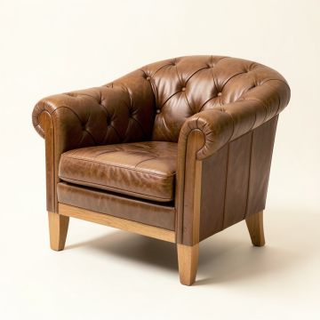 Henning 34 '' Wide Tufted Top Grain Leather Armchair (synthetic illustration; no displayed measurements)