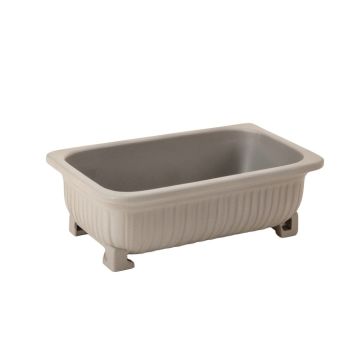 Cove Crest Empty Railing Planter With Integral Brackets - Gray
