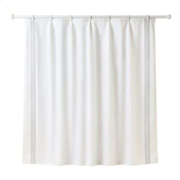 Lake Canyon Shower Curtain Hanging Flat From A Plain Rod - White