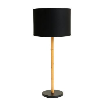 Fern Canyon Floor Lamp With A Plain Fabric Shade - Black