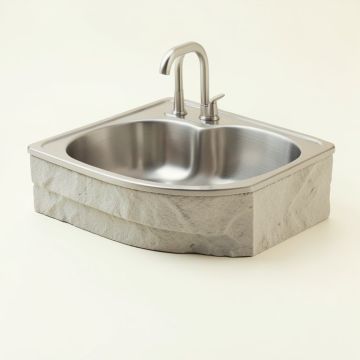 Kohler Tailor Large Double Basin Stainless Steel Sink With Carved Stone Insert (synthetic illustration; no displayed measurements)
