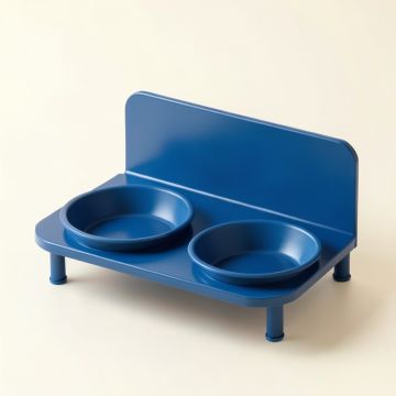 Slate Crossing Pet Feeding Stand With Two Plain Empty Bowls - Blue (synthetic illustration; no displayed measurements)