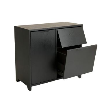 Hazel Bluff Freestanding Pull-Out Hamper Cabinet - Black