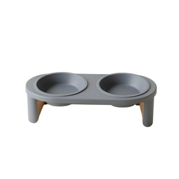 Aspen Crossing Pet Feeding Stand With Two Plain Empty Bowls - Gray (synthetic illustration; no displayed measurements)