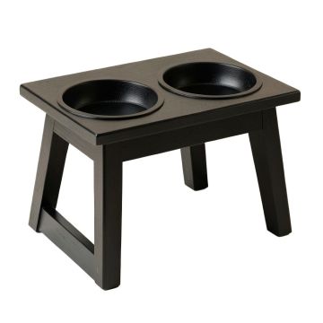 Flint Crossing Pet Feeding Stand With Two Plain Empty Bowls - Black