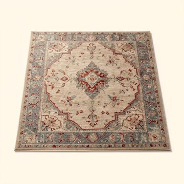 Webber Southwestern Machine Made Power Loom Wool/Polyester Beige/Gray/Red Area Rug (synthetic illustration; no displayed measurements)