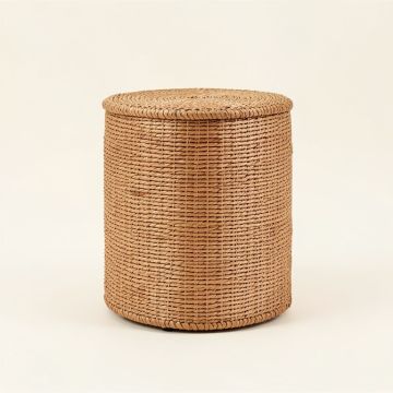 Woven Drum End Table (synthetic illustration; no displayed measurements)