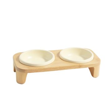 Fern Crossing Pet Feeding Stand With Two Plain Empty Bowls - Cream (synthetic illustration; no displayed measurements)