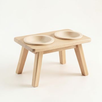 Meadow Crossing Pet Feeding Stand With Two Plain Empty Bowls - Beige (synthetic illustration; no displayed measurements)