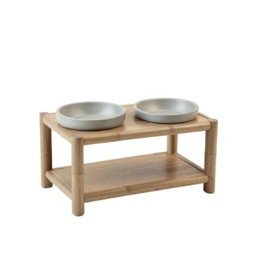 Laurel Branch Pet Feeding Stand With Two Plain Empty Bowls - Gray