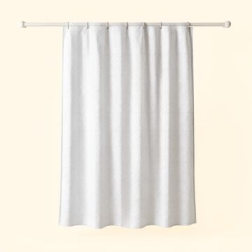 Hill Arc Shower Curtain Hanging Flat From A Plain Rod (synthetic illustration; no displayed measurements)