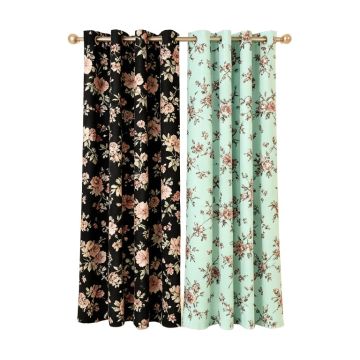 Aadhvika Floral Semi-Sheer Grommet Curtain Panels