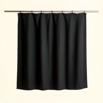 Ridge Bluff Shower Curtain Hanging Flat From A Plain Rod - Black (synthetic illustration; no displayed measurements)