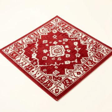 Finty Geometric Machine Made Power Loom Wool And Polyester Red/White Area Rug (synthetic illustration; no displayed measurements)