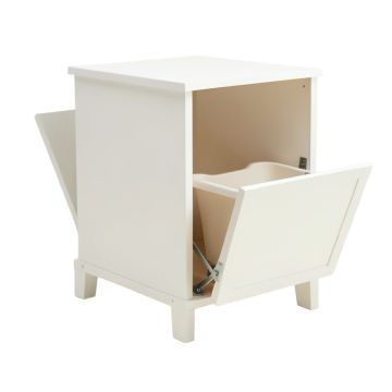 Stone Bend Freestanding Pull-Out Hamper Cabinet - White