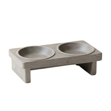 Hazel Brook Pet Feeding Stand With Two Plain Empty Bowls - Gray