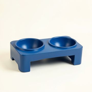 River Bend Pet Feeding Stand With Two Plain Empty Bowls - Blue (synthetic illustration; no displayed measurements)
