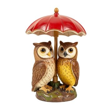 Mother And Baby Owl Under Umbrella Statue