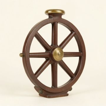 Ship Wheel Sculpture With Brass Handle (synthetic illustration; no displayed measurements)