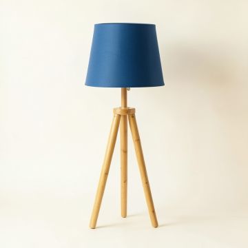 Vale Bend Floor Lamp With A Plain Fabric Shade - Blue (synthetic illustration; no displayed measurements)