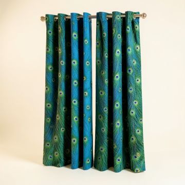 Peacock 2 Piece Kitchen Curtain (synthetic illustration; no displayed measurements)