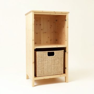 Fern Crossing Freestanding Pull-Out Hamper Cabinet - Beige (synthetic illustration; no displayed measurements)