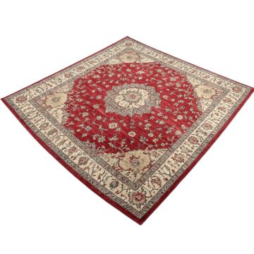 Power Loom Red/Beige/Gray Area Rug
