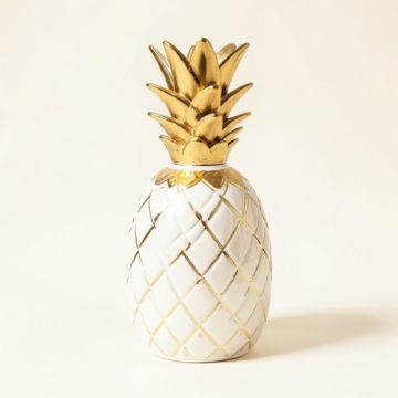 Gremillion White And Gold Ceramic Pineapple Jar (synthetic illustration; no displayed measurements)