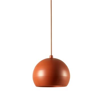 Ridge Bend Pendant Light Suspended From One Plain Cable - Terracotta